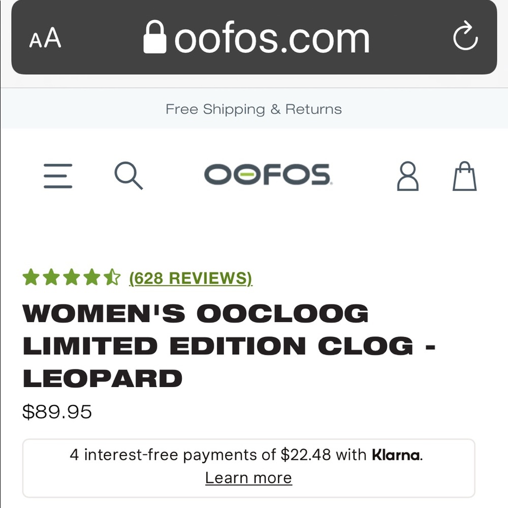 Oofo’s limited edition cheeta clog